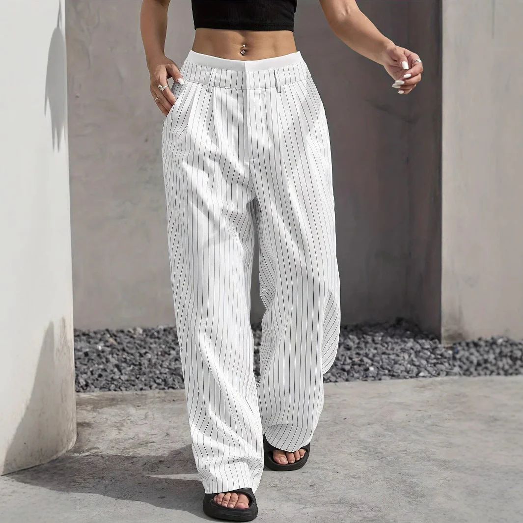 Wide-leg Striped Pants | Casual Style and Urban Elegance – Image 4