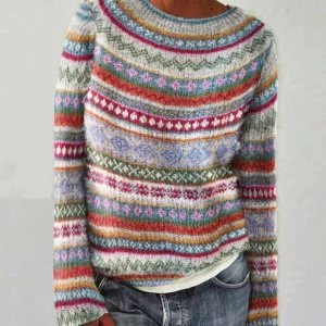 Pull Multicolore en Tricot | Motif Ethnique | Douceur & Chaleur
