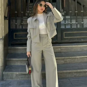 Modern and Structured Trouser and Short Jacket Suit Set