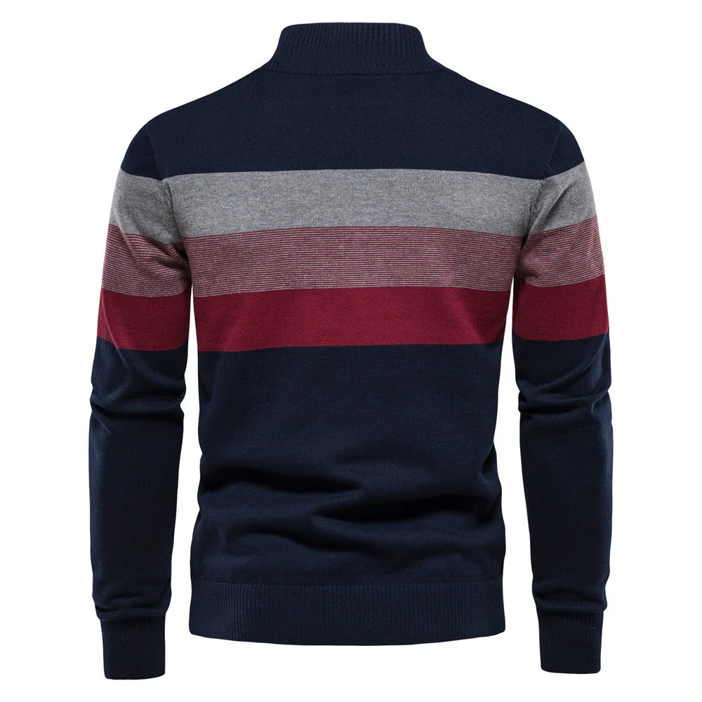 Pull Zippé | Rayures Multicolores | Chaud et Moderne – Image 8