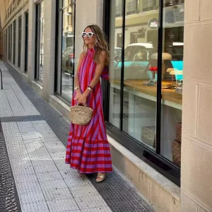 Striped Sleeveless Maxi Dress | Summer Freshness and Elegance