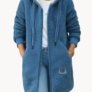 Hooded Sherpa Jacket | Blue | Warm and Casual