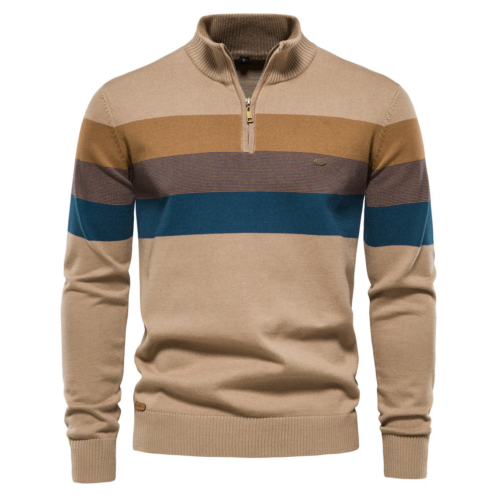 Pull Zippé | Rayures Multicolores | Chaud et Moderne – Image 9