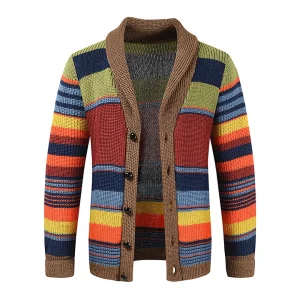 Cardigan en Laine | Rayures Colorées | Style & Confort