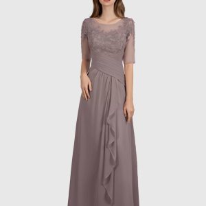 Penelope Illusion Volants Dentelle Mousseline Robes De Mère De Mariée