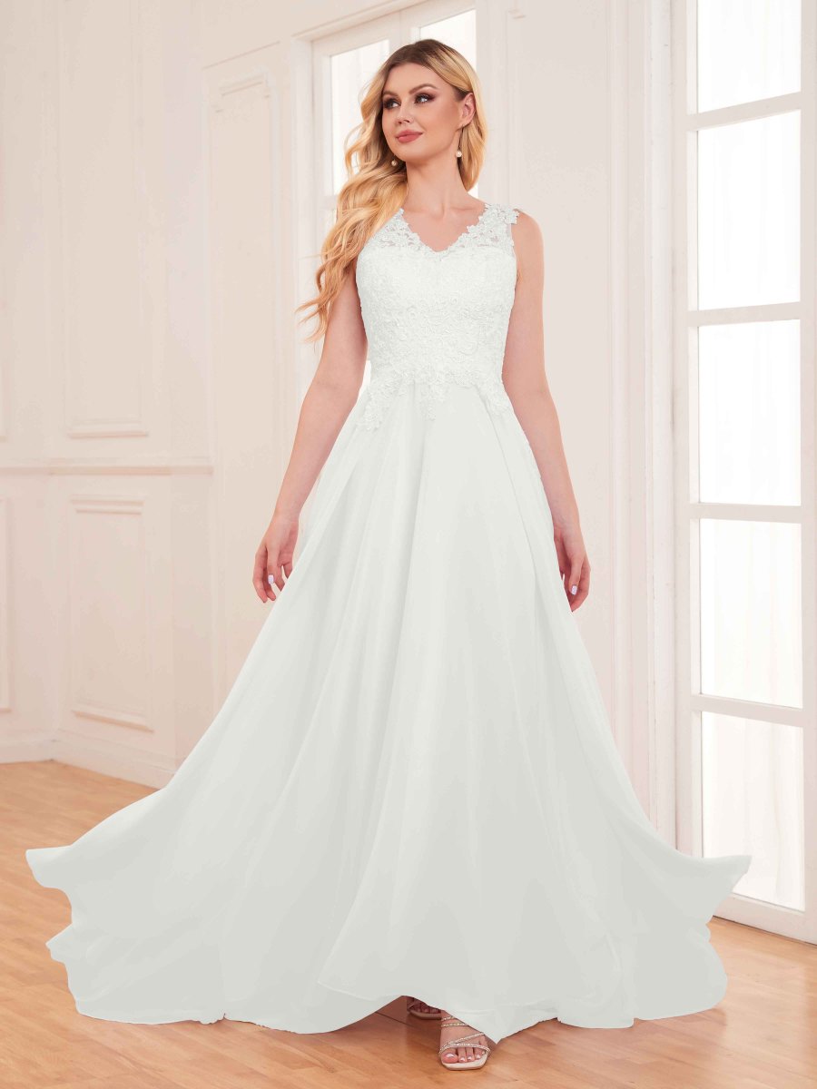 Robe De Mariée En Mousseline À Sans Manches Appliques En Dentelle Rylee – Image 2