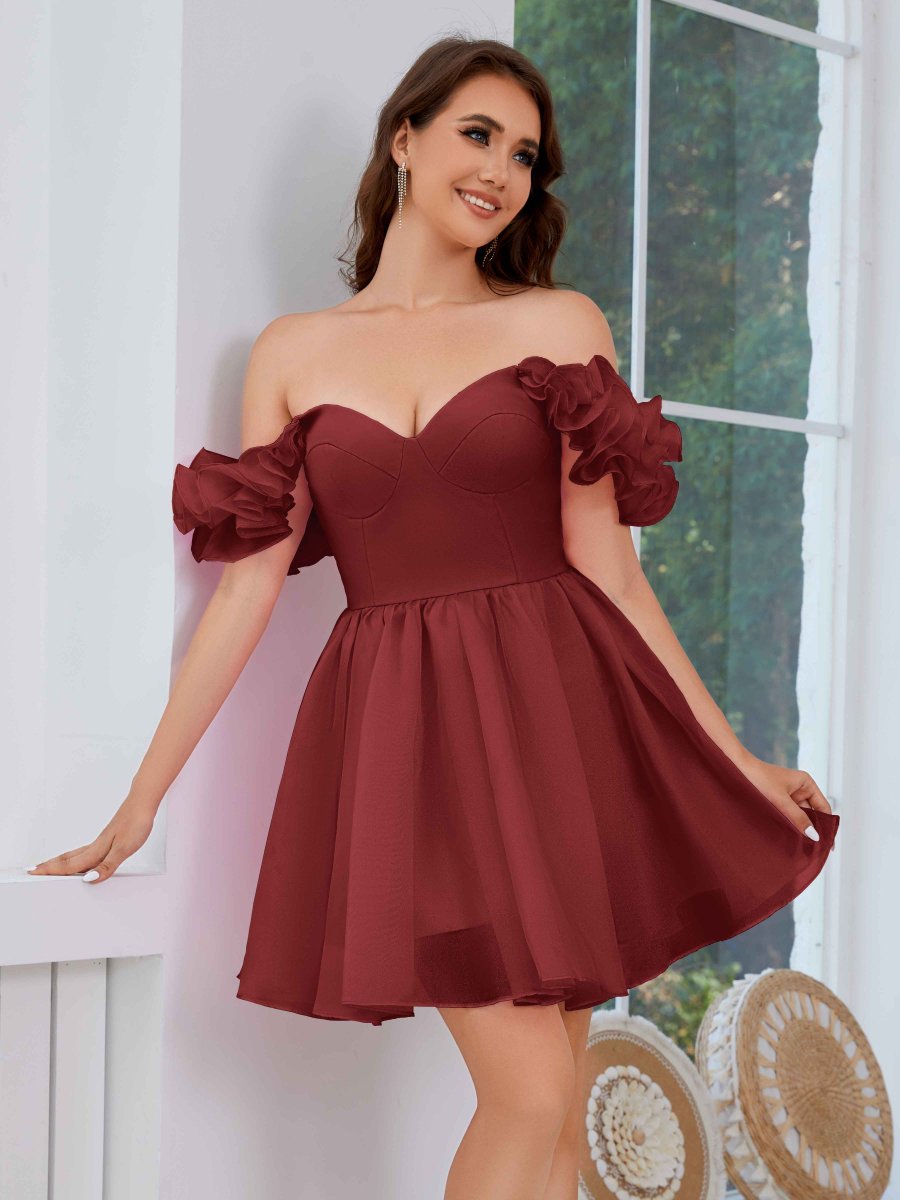 Robe Courte En Tulle À Épaules Dénudées Et Volants Jennifer – Image 6