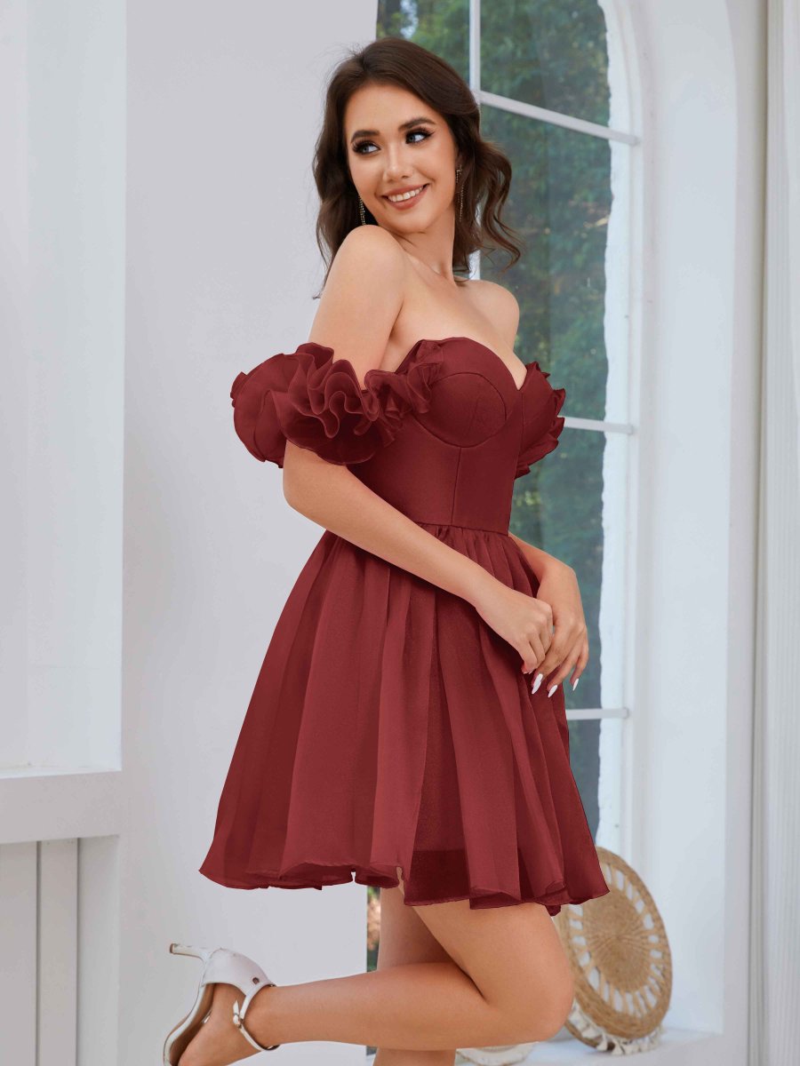 Robe Courte En Tulle À Épaules Dénudées Et Volants Jennifer – Image 5