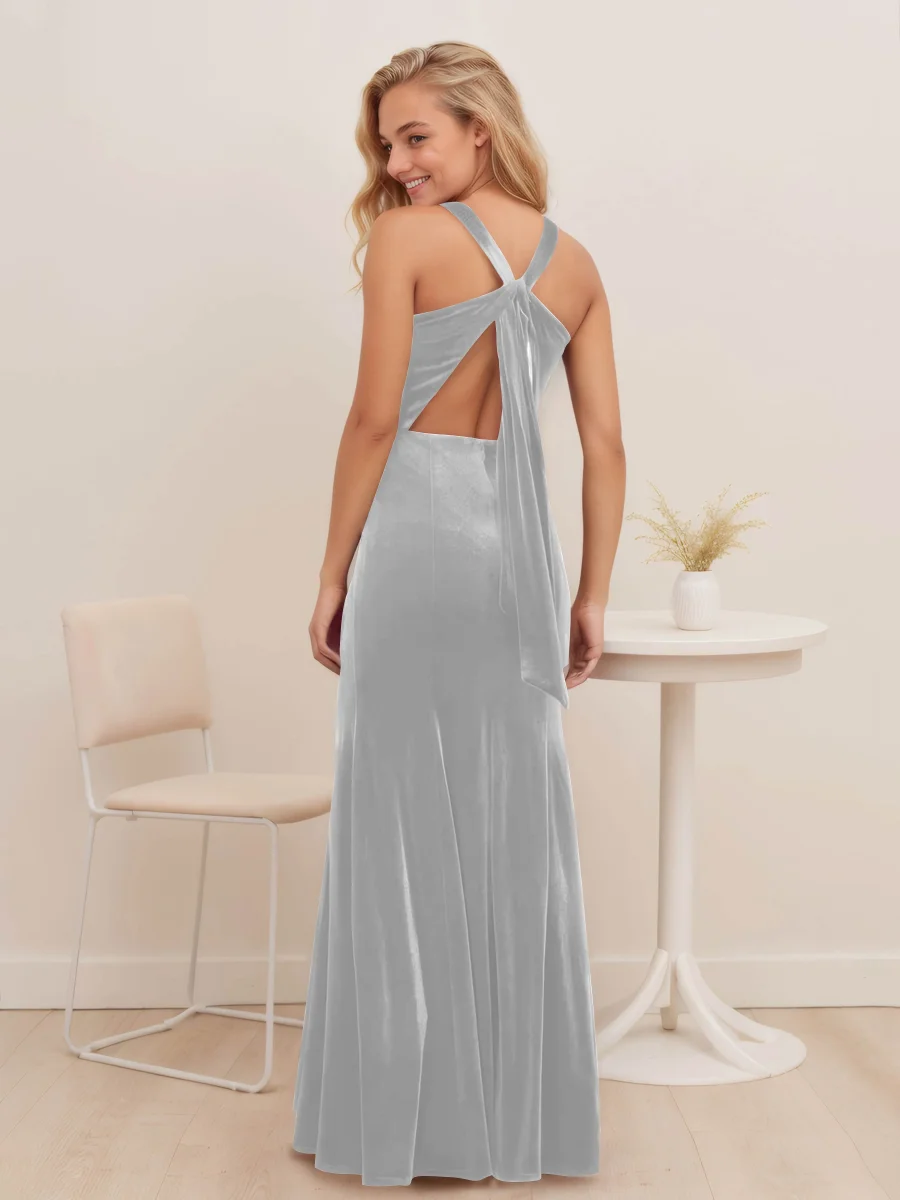 Robe De Soirée En Velours À Licou Gaine Sans Manches Kelsey – Image 5