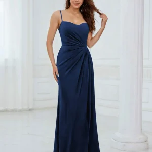 Robe De Soirée En Mousseline À Bretelles Spaghetti Plissée Dayana