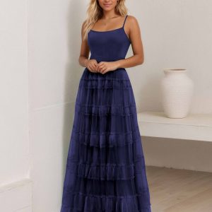 Robe De Soirée En Tulle À Bretelles Spaghetti Milan