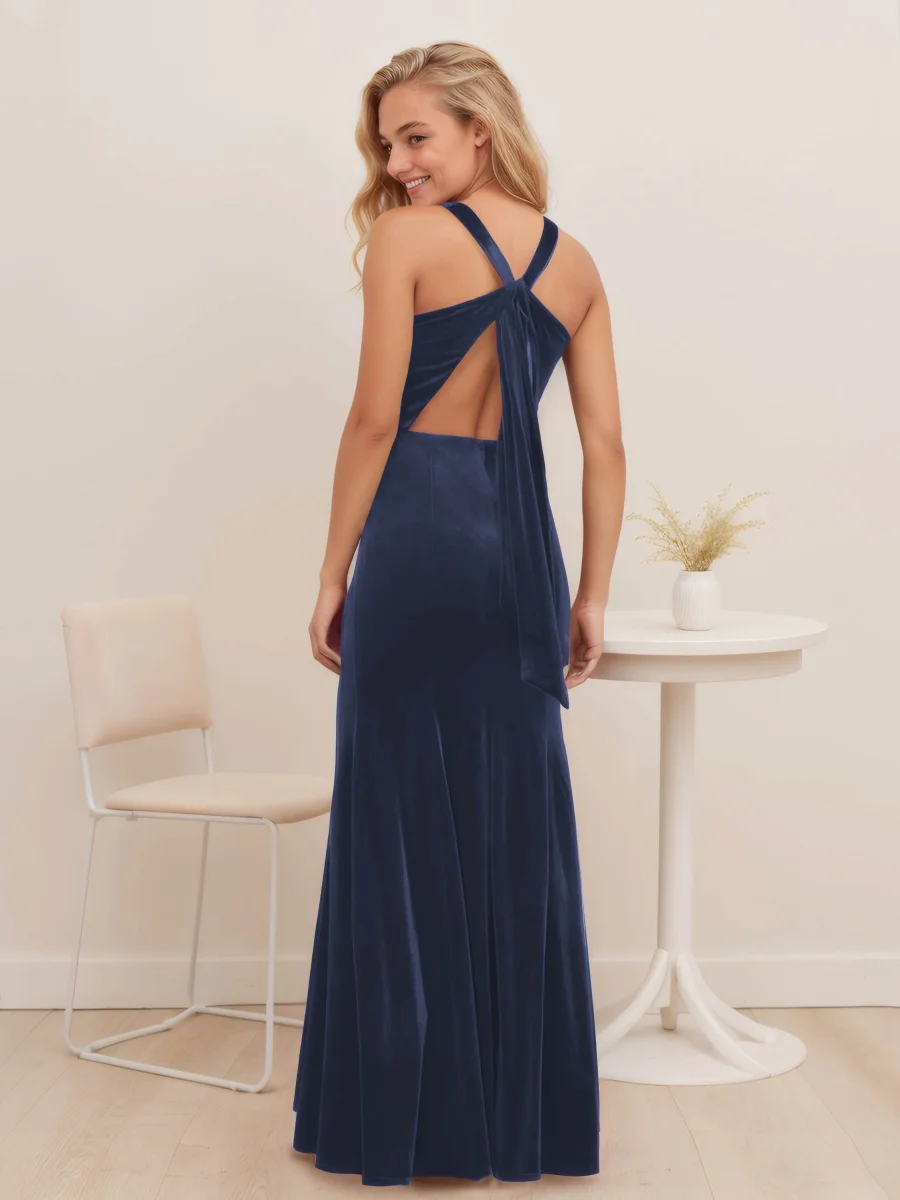 Robe De Soirée En Velours À Licou Gaine Sans Manches Kelsey – Image 7