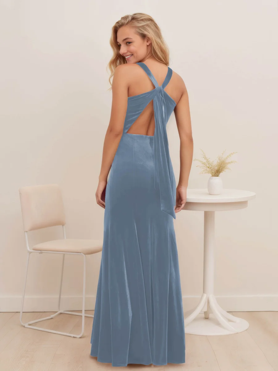 Robe De Soirée En Velours À Licou Gaine Sans Manches Kelsey – Image 9