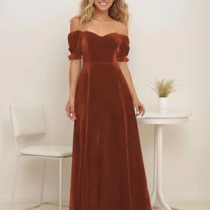 Robe De Soirée En Velours À Épaules Dénudées Longueur Au Sol Capri