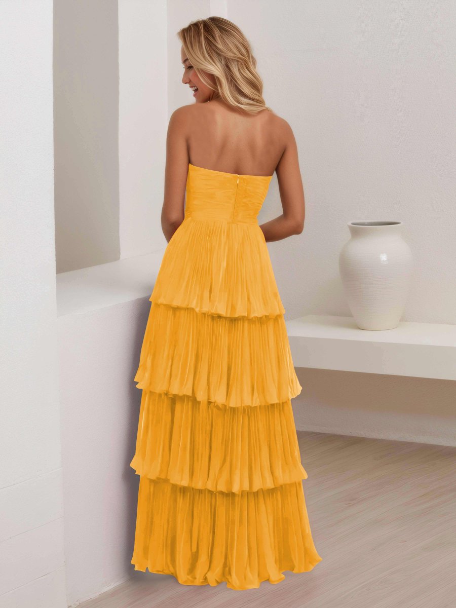 Robe De Soirée En Mousseline À Multicouche Sans Bretelles Aliana – Image 3