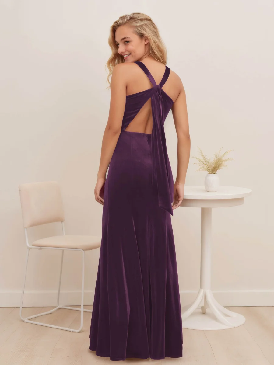 Robe De Soirée En Velours À Licou Gaine Sans Manches Kelsey – Image 3