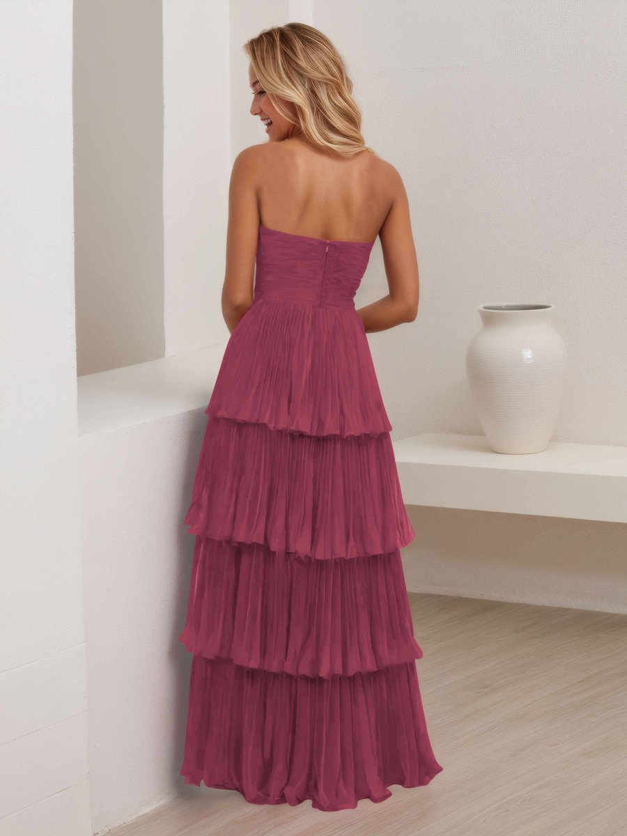 Robe De Soirée En Mousseline À Multicouche Sans Bretelles Aliana – Image 5