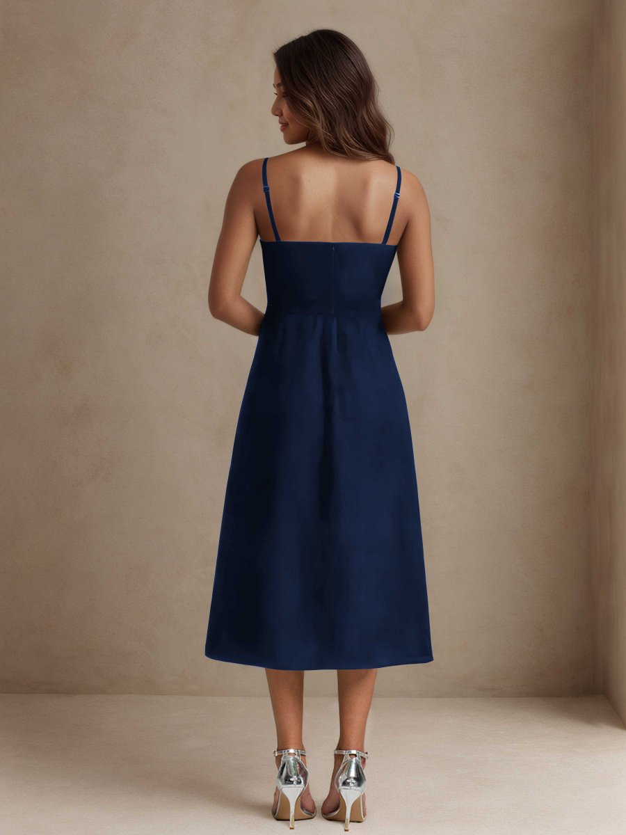 Robes D'Invitées De Mariage À Bretelles Spaghetti Avec Deux Arc Savanna – Image 5