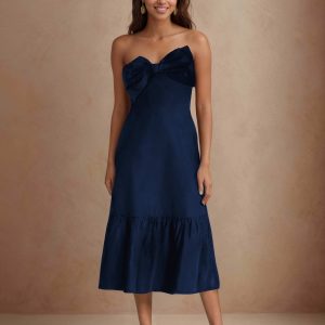 Robes D'Invitées De Mariage À Midi Sans Manches Avec Arc Zariyah