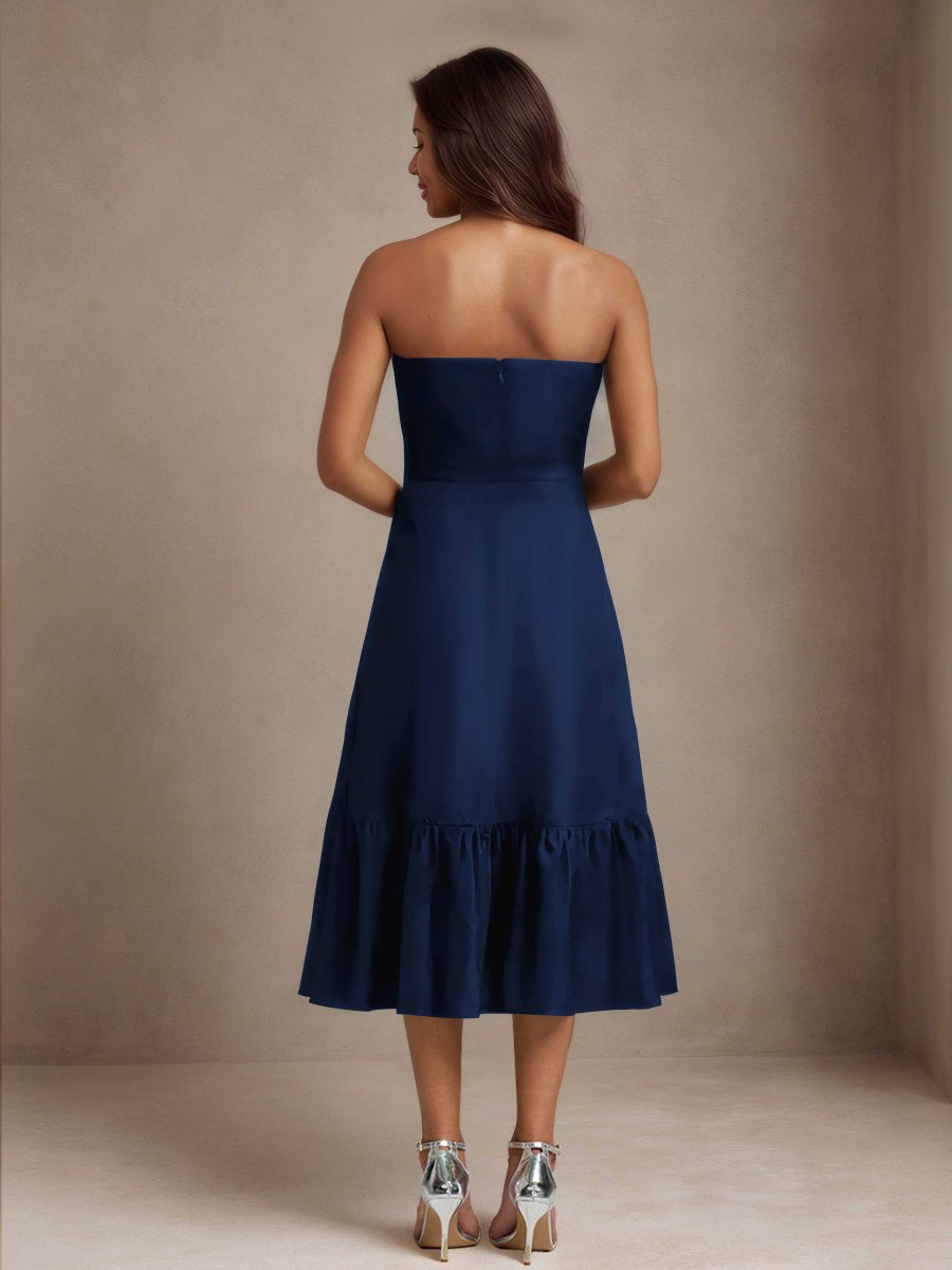 Robes D'Invitées De Mariage À Midi Sans Manches Avec Arc Zariyah – Image 3