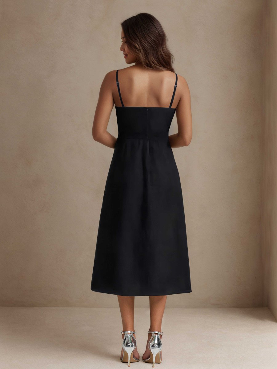 Robes D'Invitées De Mariage À Bretelles Spaghetti Avec Deux Arc Savanna – Image 3