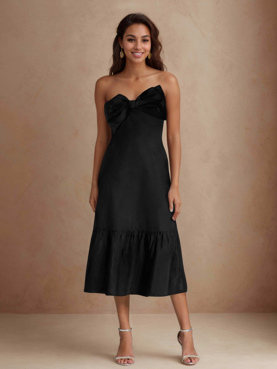 Robes D'Invitées De Mariage À Midi Sans Manches Avec Arc Zariyah – Image 4