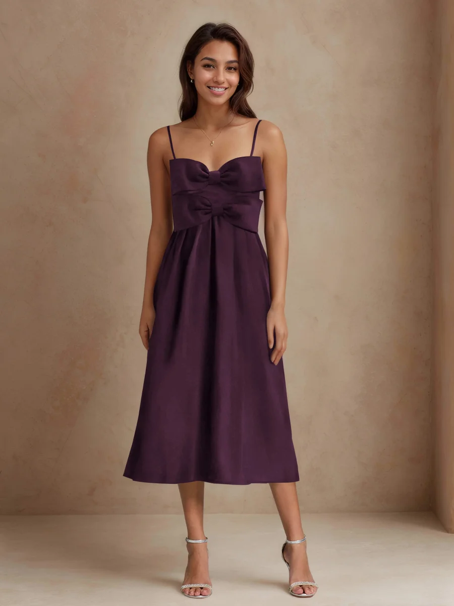 Robes D'Invitées De Mariage À Bretelles Spaghetti Avec Deux Arc Savanna – Image 6