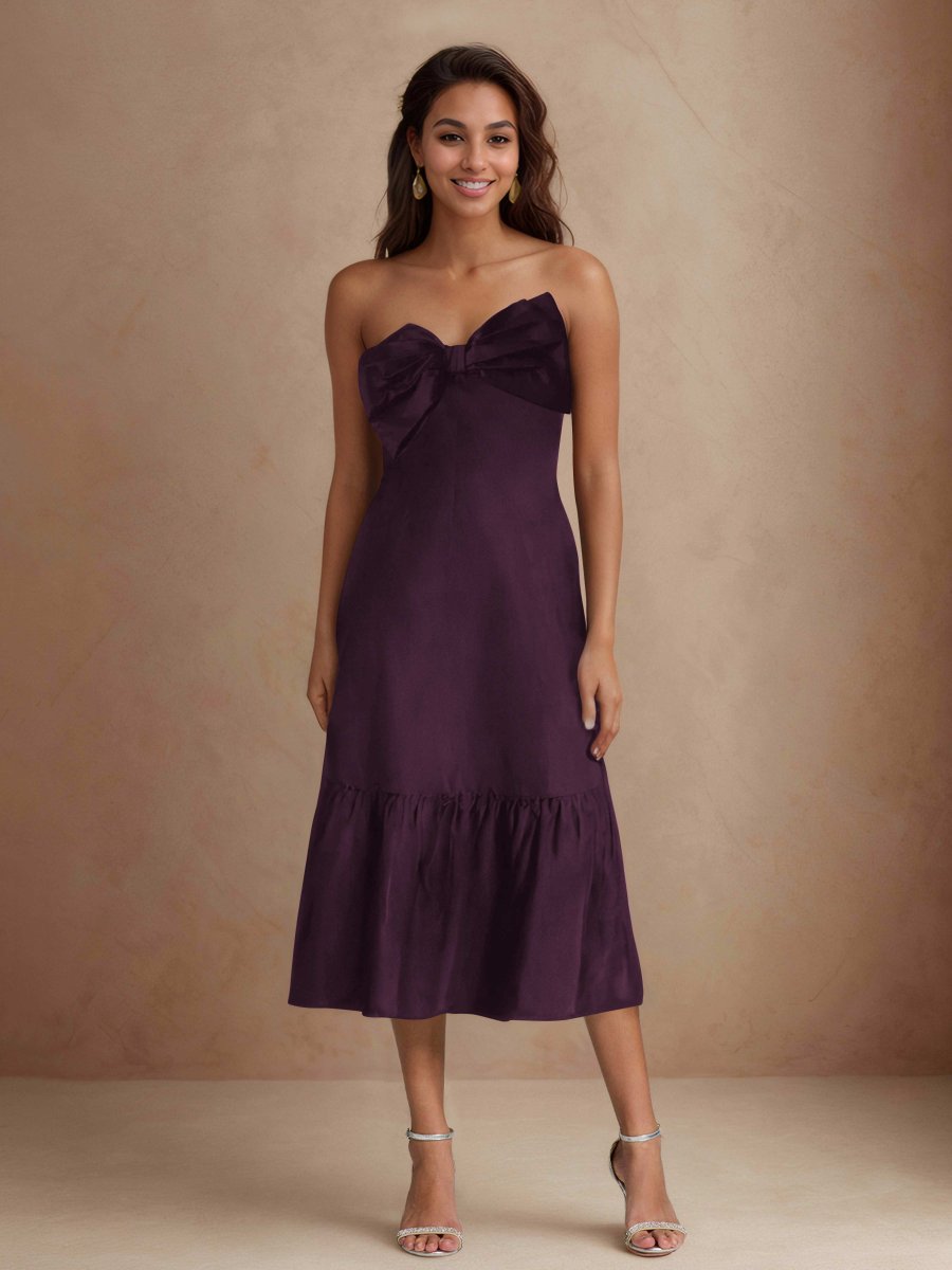 Robes D'Invitées De Mariage À Midi Sans Manches Avec Arc Zariyah – Image 6