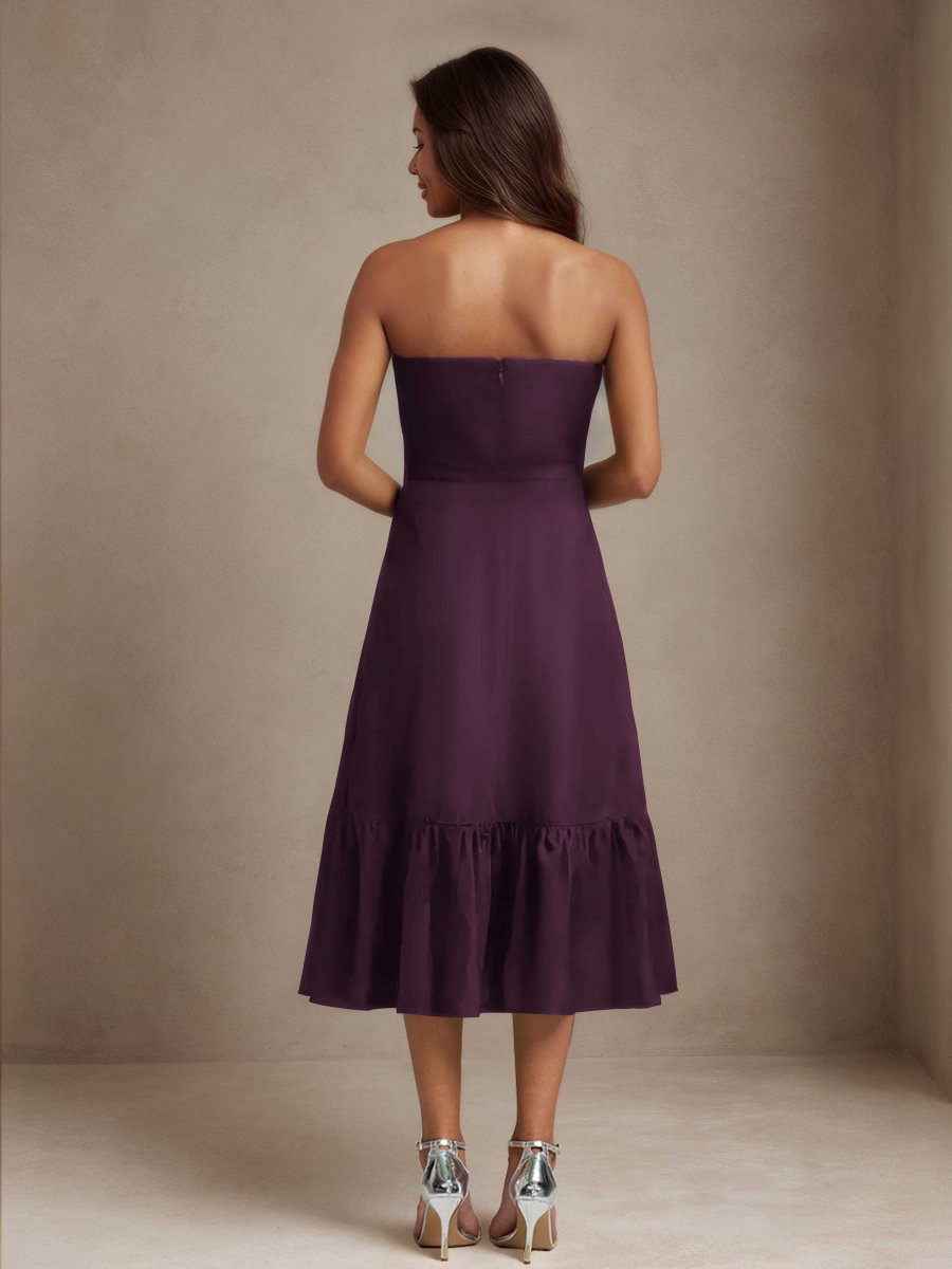 Robes D'Invitées De Mariage À Midi Sans Manches Avec Arc Zariyah – Image 7