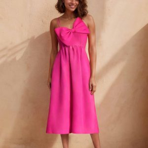 Robes D'Invitées De Mariage À Bretelles Spaghetti Avec Arc Priscilla