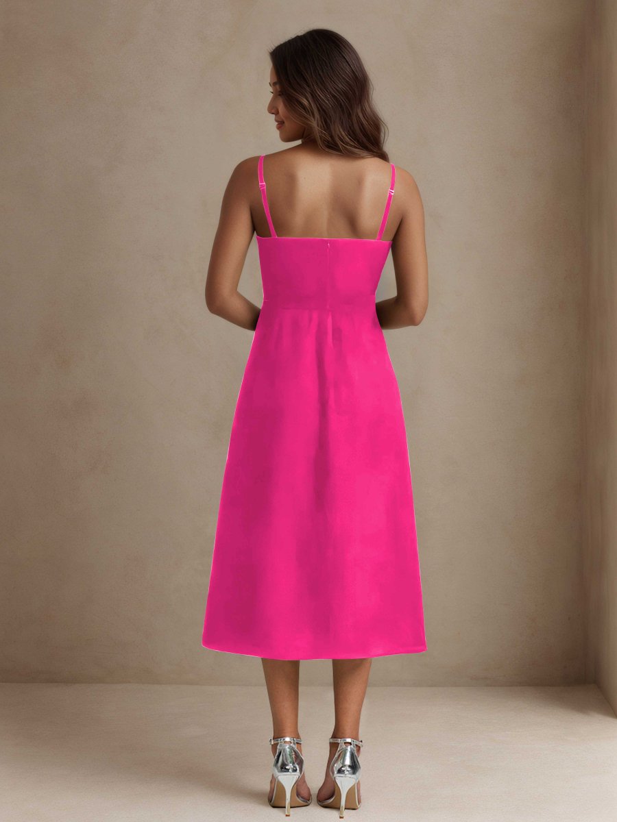 Robes D'Invitées De Mariage À Bretelles Spaghetti Avec Deux Arc Savanna – Image 9