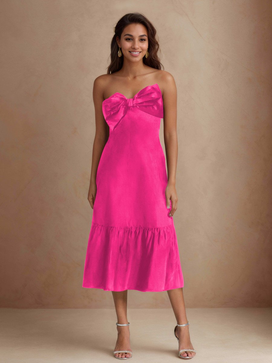 Robes D'Invitées De Mariage À Midi Sans Manches Avec Arc Zariyah – Image 8