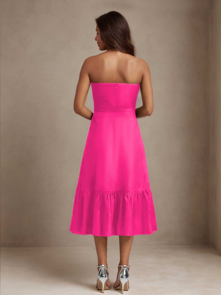 Robes D'Invitées De Mariage À Midi Sans Manches Avec Arc Zariyah – Image 9