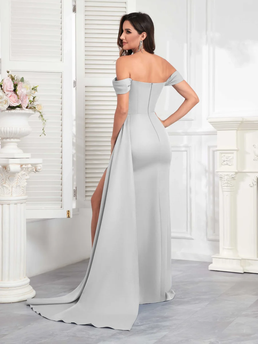 Robes D'Occasion À Épaules Dénudées Et Fente À Jambe Ruché Dream – Image 6