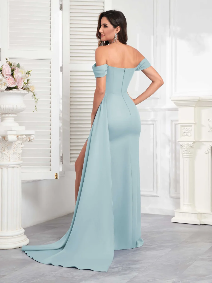 Robes D'Occasion À Épaules Dénudées Et Fente À Jambe Ruché Dream – Image 9