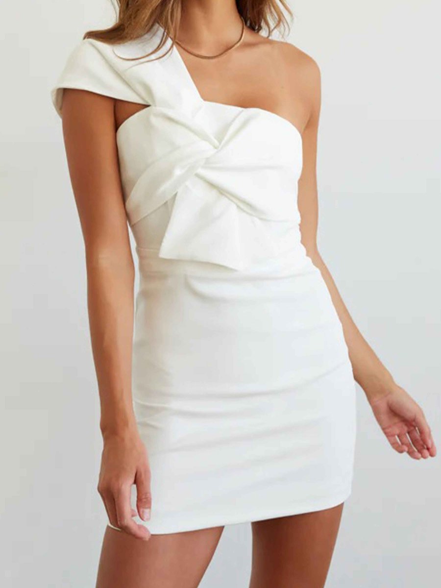 Robes De Bal Courte En Satin À Une Épaule Sans Manches Fiorella – Image 7