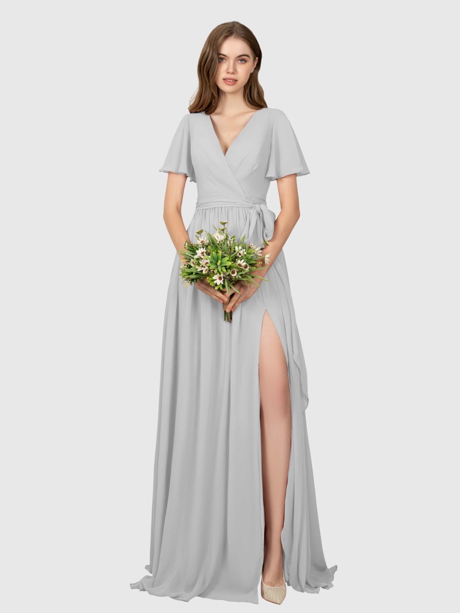 Robes De Demoiselle D'Honneur À Col En V Et Fente À Jambe Scarlett – Image 4