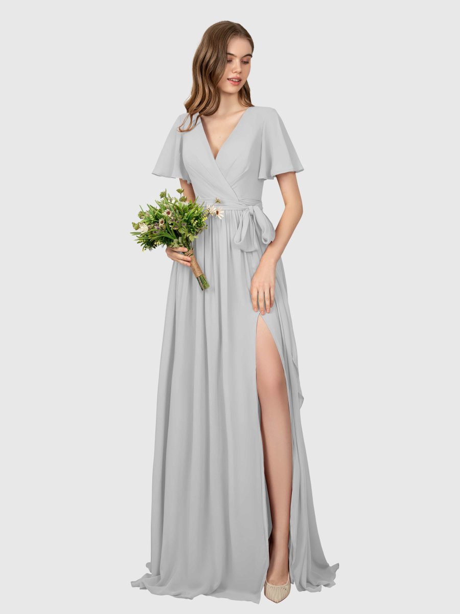 Robes De Demoiselle D'Honneur À Col En V Et Fente À Jambe Scarlett – Image 5