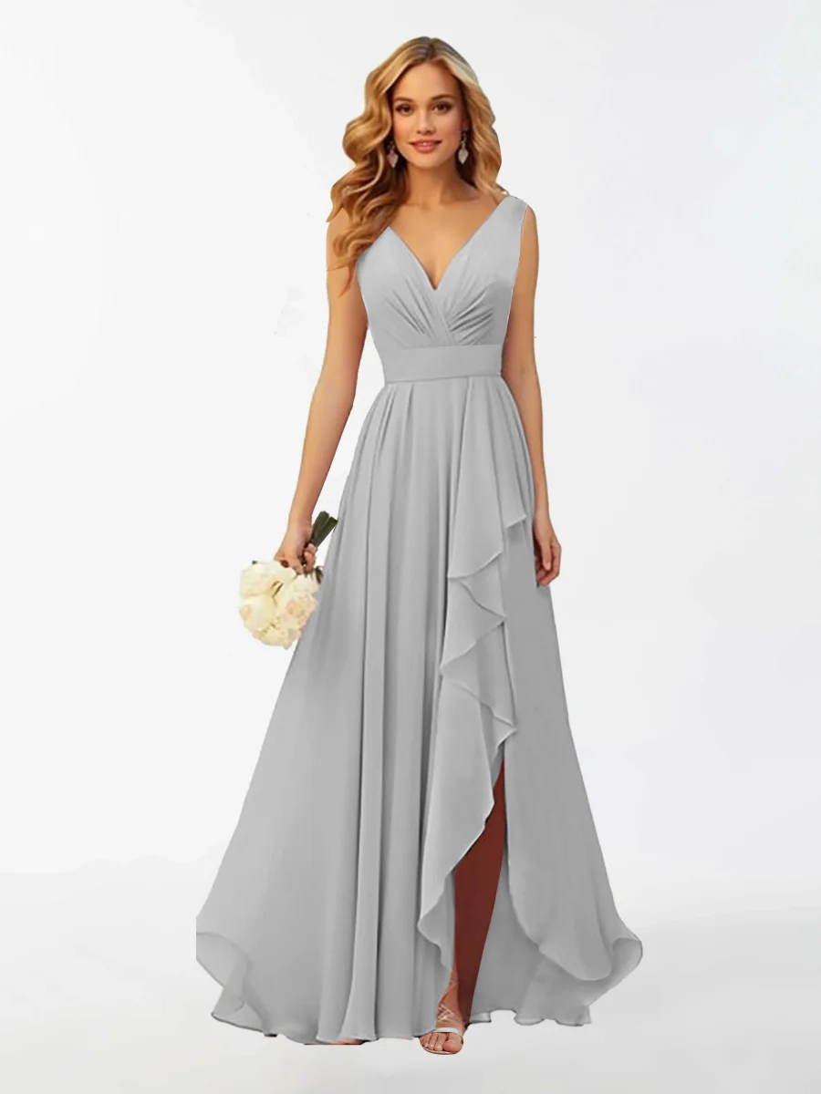 Robes De Demoiselle D'Honneur À Longueur Au Sol Et Sans Manches Kamila – Image 6