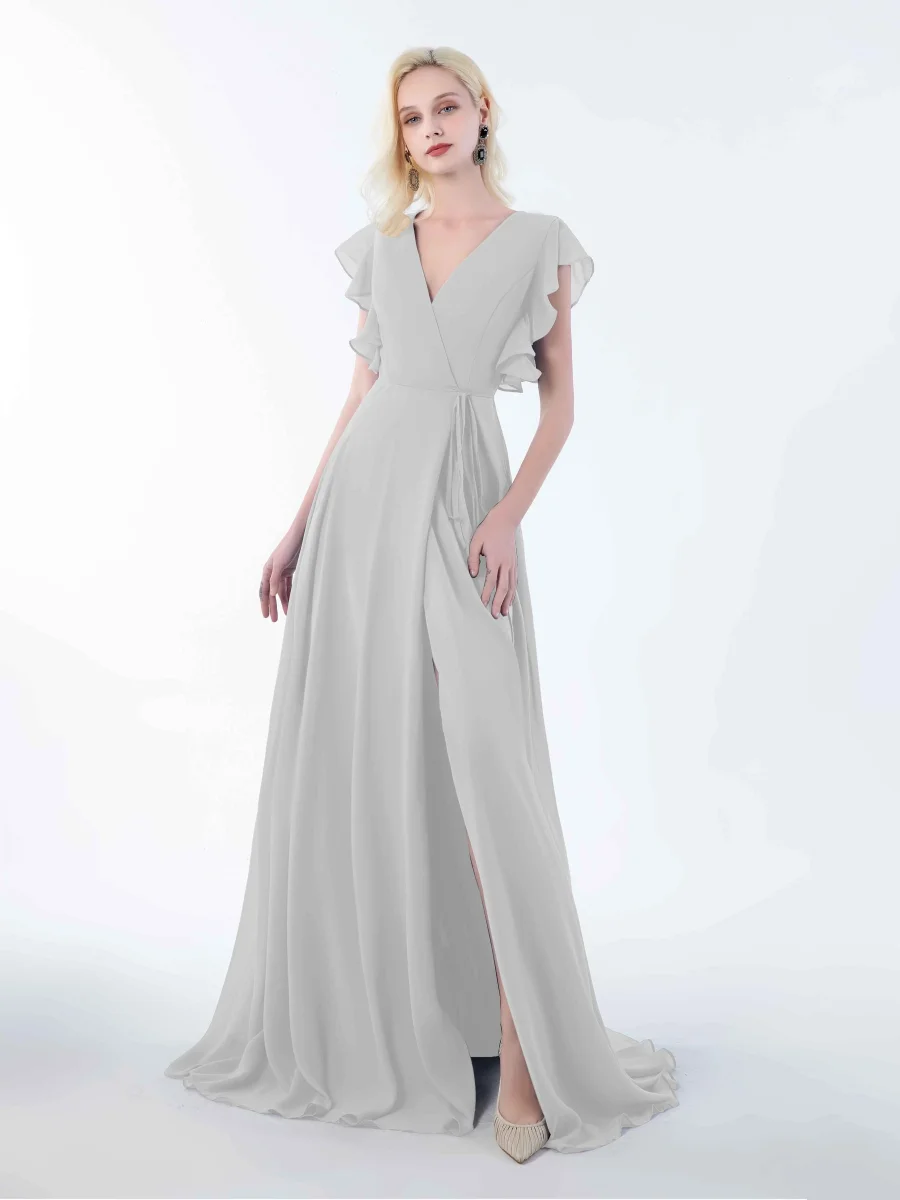 Robes De Demoiselle D'Honneur À Longueur Au Sol Et Volants Jasmine – Image 4