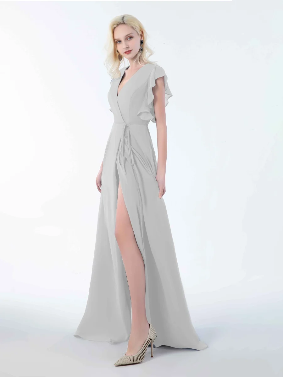 Robes De Demoiselle D'Honneur À Longueur Au Sol Et Volants Jasmine – Image 5