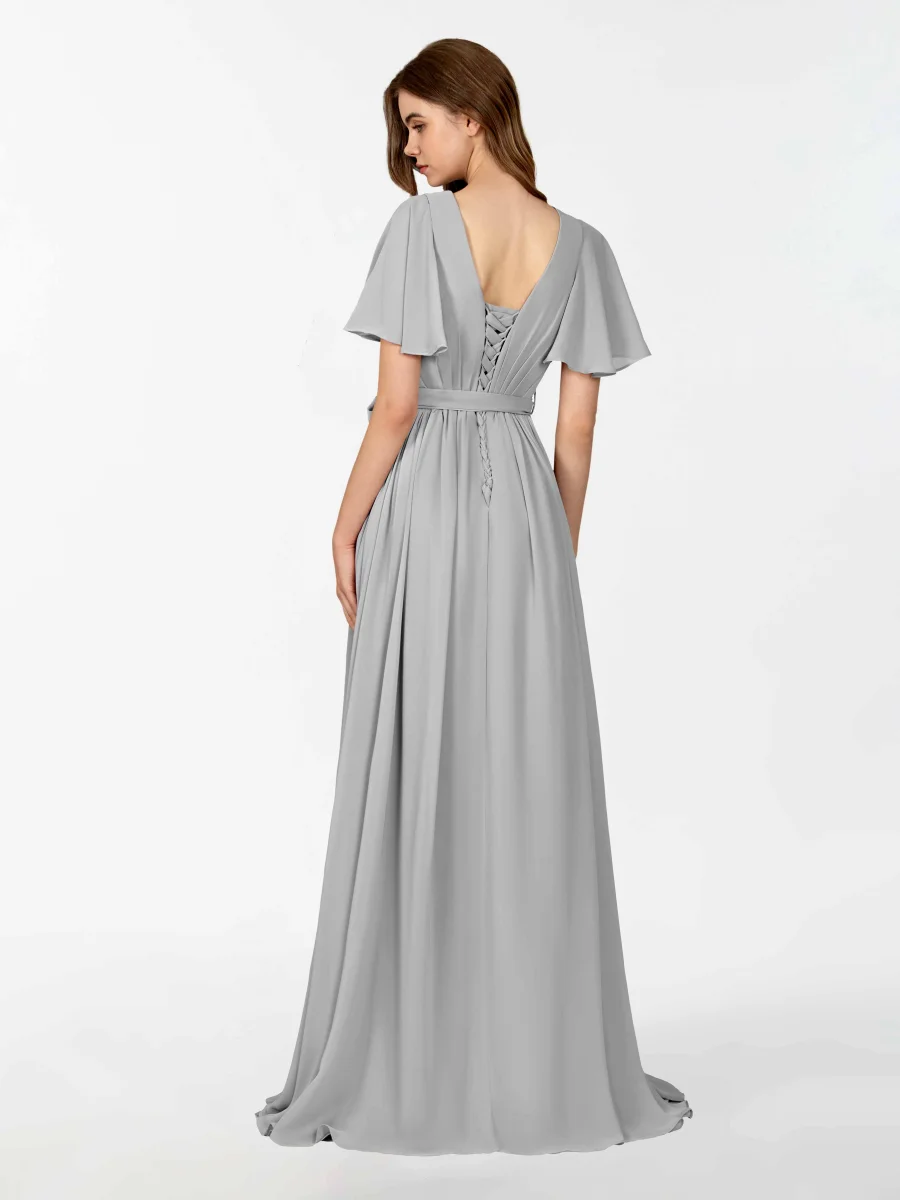 Robes De Demoiselle D'Honneur À Manches Courtes Avec Ceinture Kimberly – Image 5