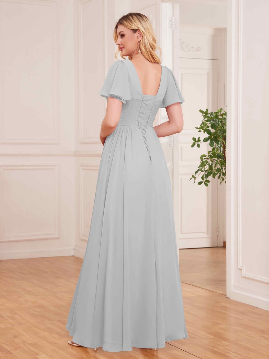 Robes De Demoiselle D'Honneur À Manches Courtes Longueur Au Sol Reese – Image 6