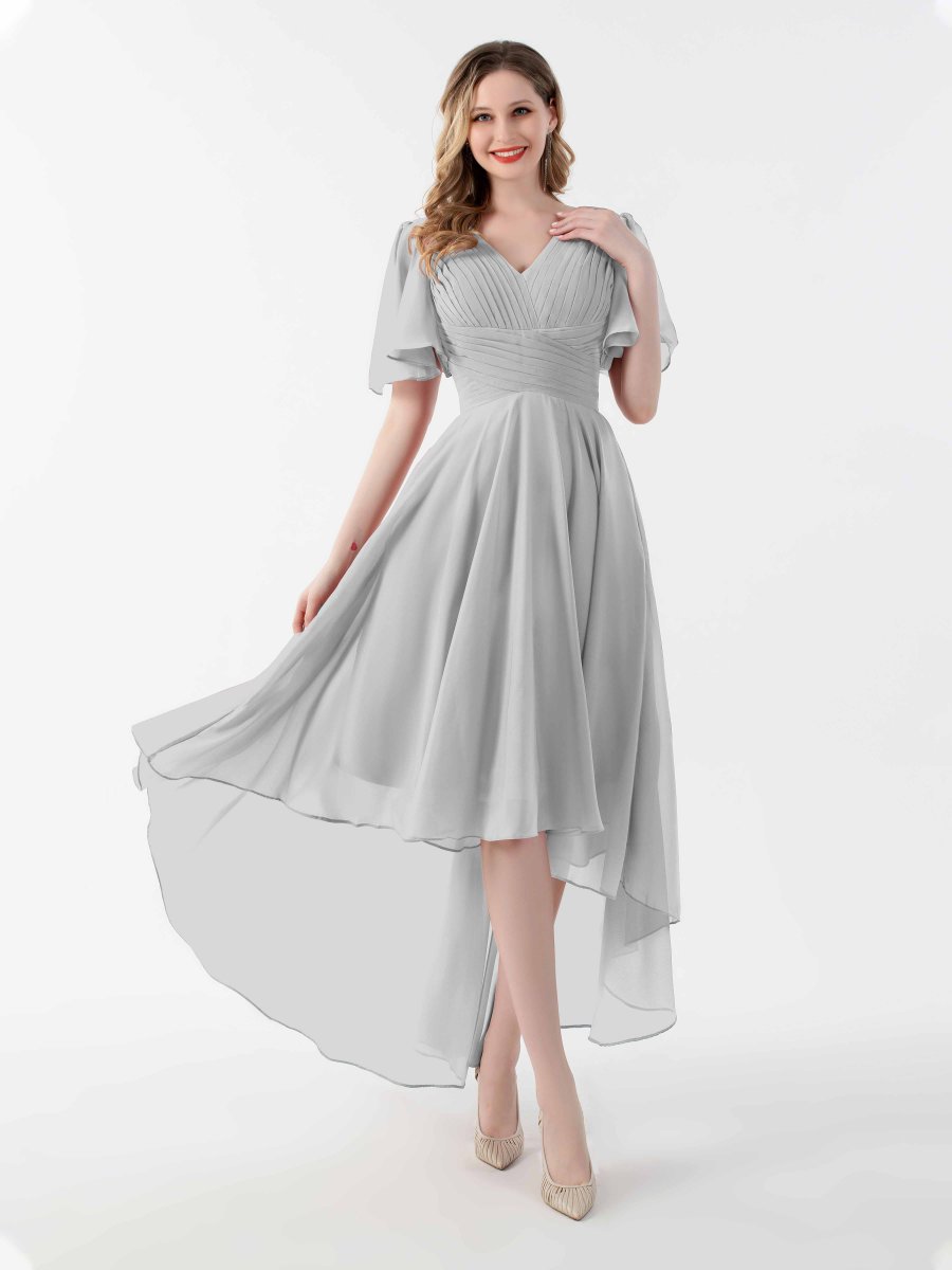 Robes De Demoiselle D'Honneur À Ruché Asymétrique Et Manches Courtes Selena – Image 4