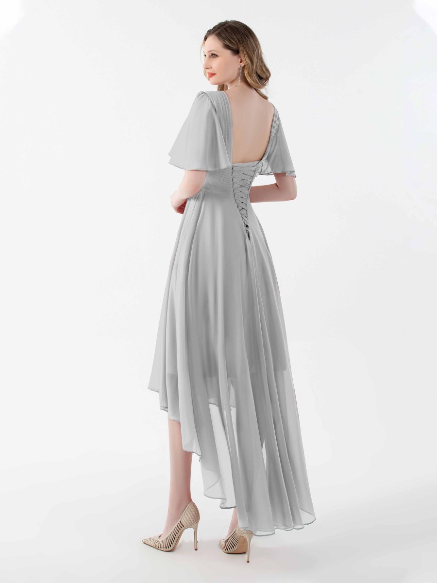 Robes De Demoiselle D'Honneur À Ruché Asymétrique Et Manches Courtes Selena – Image 6