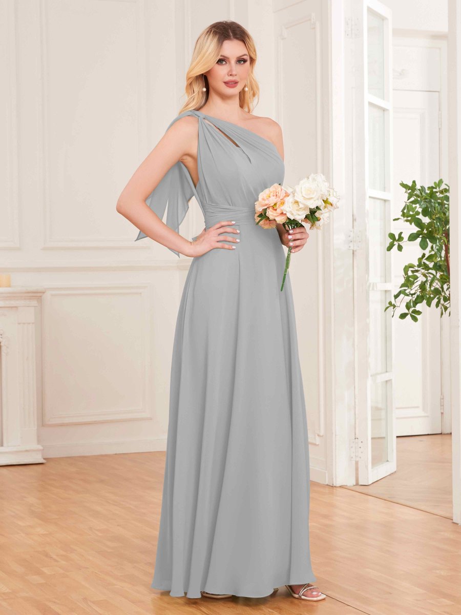 Robes De Demoiselle D'Honneur À Une Épaule Et Longueur Au Sol Sloane – Image 5