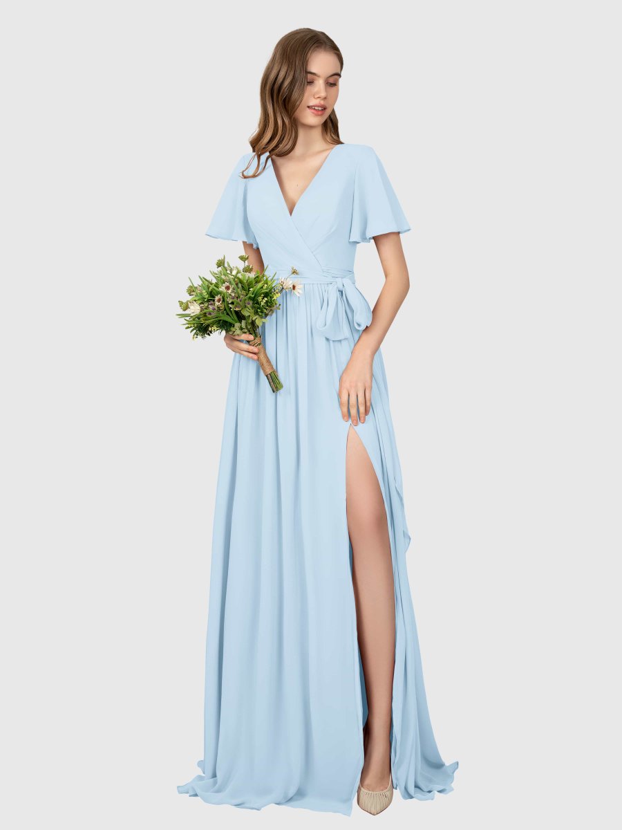 Robes De Demoiselle D'Honneur À Col En V Et Fente À Jambe Scarlett – Image 8