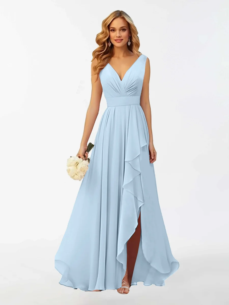 Robes De Demoiselle D'Honneur À Longueur Au Sol Et Sans Manches Kamila – Image 8