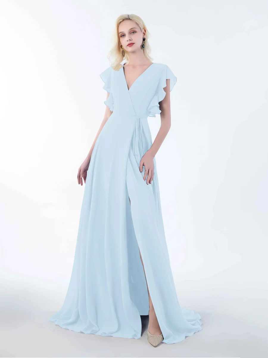 Robes De Demoiselle D'Honneur À Longueur Au Sol Et Volants Jasmine – Image 7