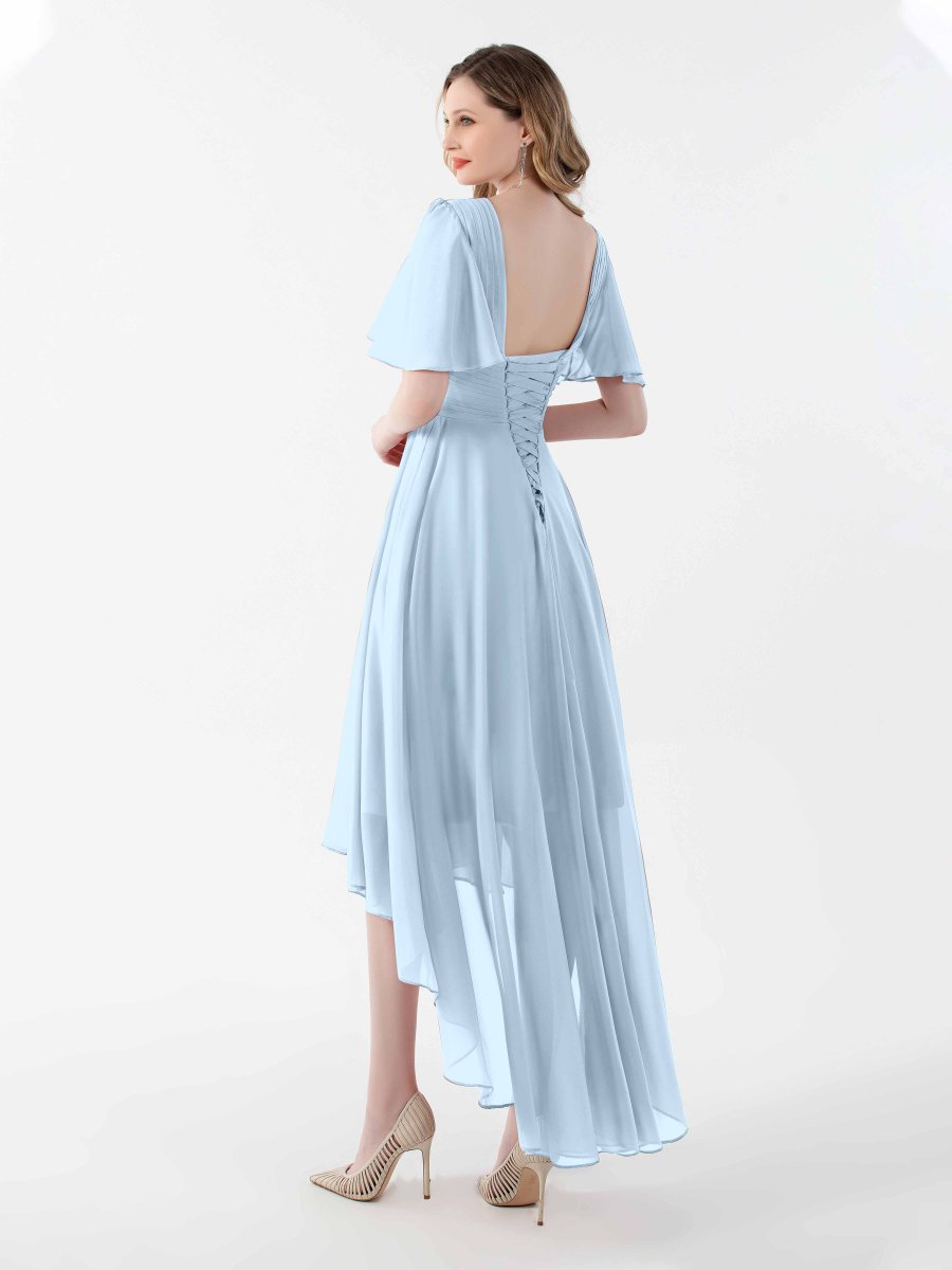 Robes De Demoiselle D'Honneur À Ruché Asymétrique Et Manches Courtes Selena – Image 9